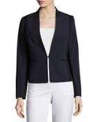 Jade Collarless Blazer Jacket, Navy/black