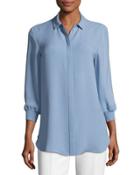 Amina Matte-silk Blouse, Blue