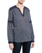 Long-sleeve Mirror Foulard Blouse