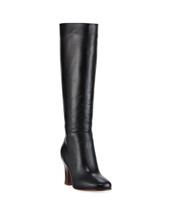 Rockstud Leather Knee Boots