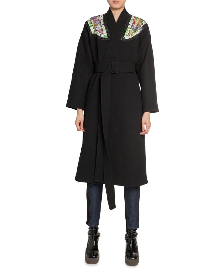 Silk Print Wool Felt Coat