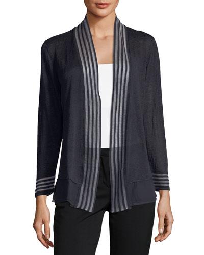 Sheer Stripe Open-front Cardigan