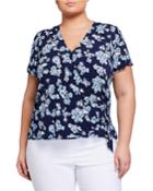 Plus Size Printed Flutter-sleeve Wrap Top