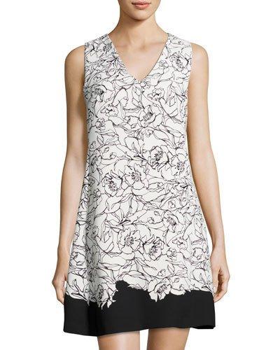 Jillian Split-back Dress, White/black