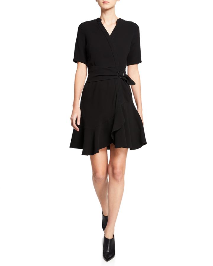 Magari Short-sleeve Faux-wrap Dress W/