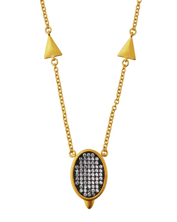 Contemporary Deco Oval Pave Necklace