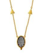 Contemporary Deco Oval Pave Necklace