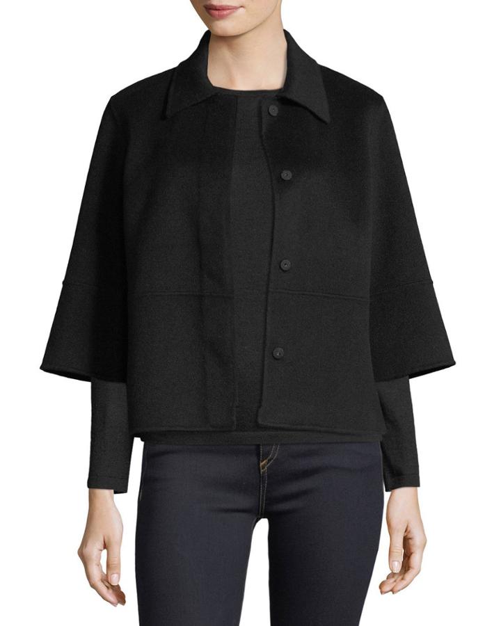 Luxury Kimono-sleeve Double-face Cashmere Cropped Jacket