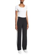 Mid-rise Straight-leg Track Pants, Black