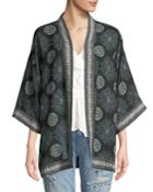 3/4-sleeve Printed Kimono