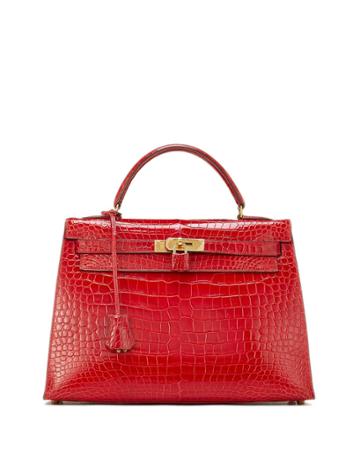 Kelly 32 Crocodile Satchel Bag, Red