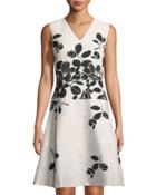 Floral-jacquard Fit & Flare Dress