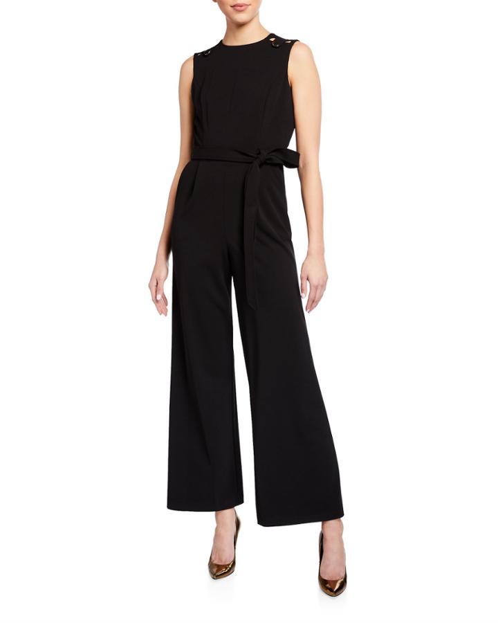 Gold Tabs Belted Jumpsuit