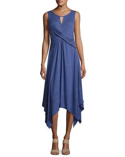 Crisscross Keyhole Linen-blend Dress