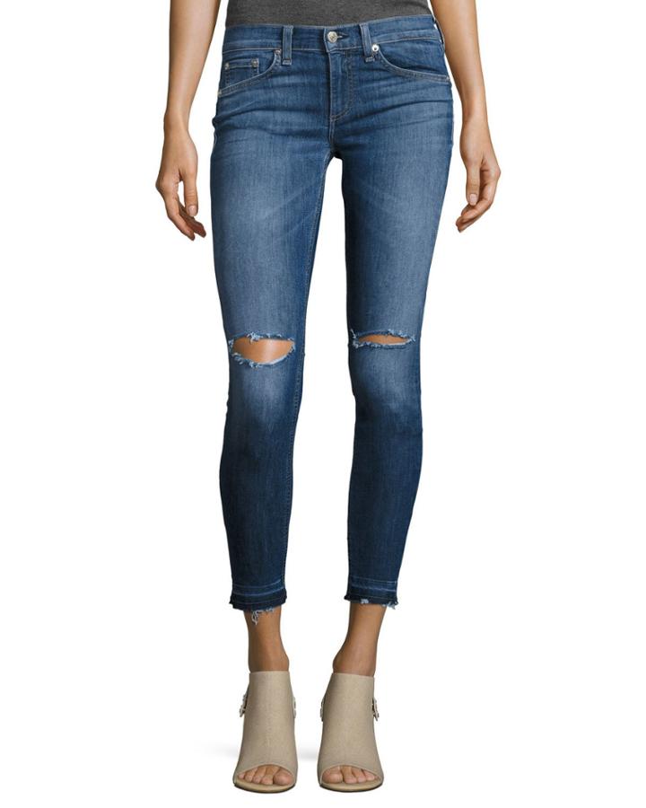 Mid-rise Skinny Capri Jeans With Released Hem,