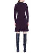 Long-sleeve Wrapped Skirt Jersey Dress