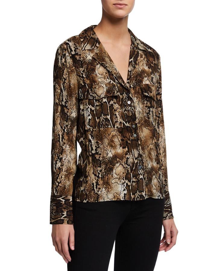 Snake Skin Button Down Blouse