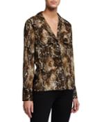 Snake Skin Button Down Blouse