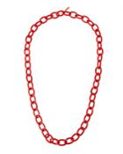 Coated Chain Necklace, Red