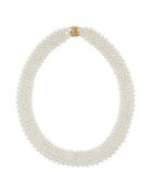 14k Multi-row Freshwater Pearl Woven Necklace,