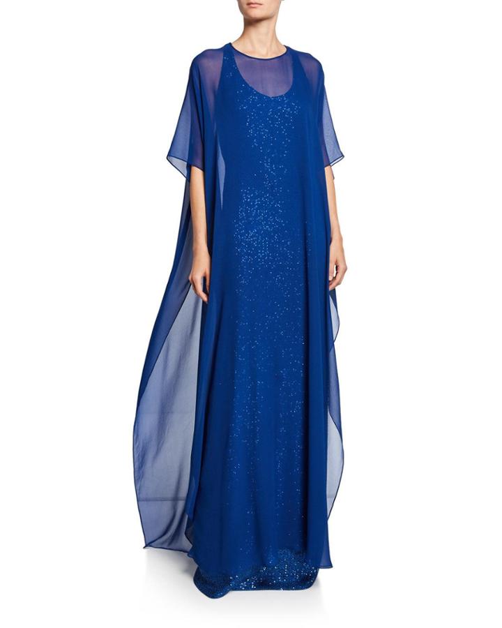 Sequin Illusion Gown With Silk Georgette Overlay