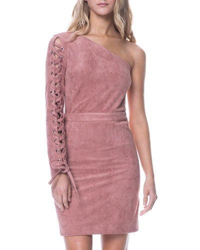 Faux-suede One-sleeve Dress