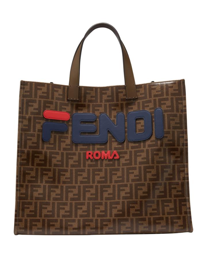 X Fila Mania Ff Canvas Shopper Tote Bag