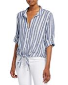 Fernanda Striped Button-down Roll-tab Long-sleeve