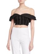 Alps Striped Off-the-shoulder Crop Top