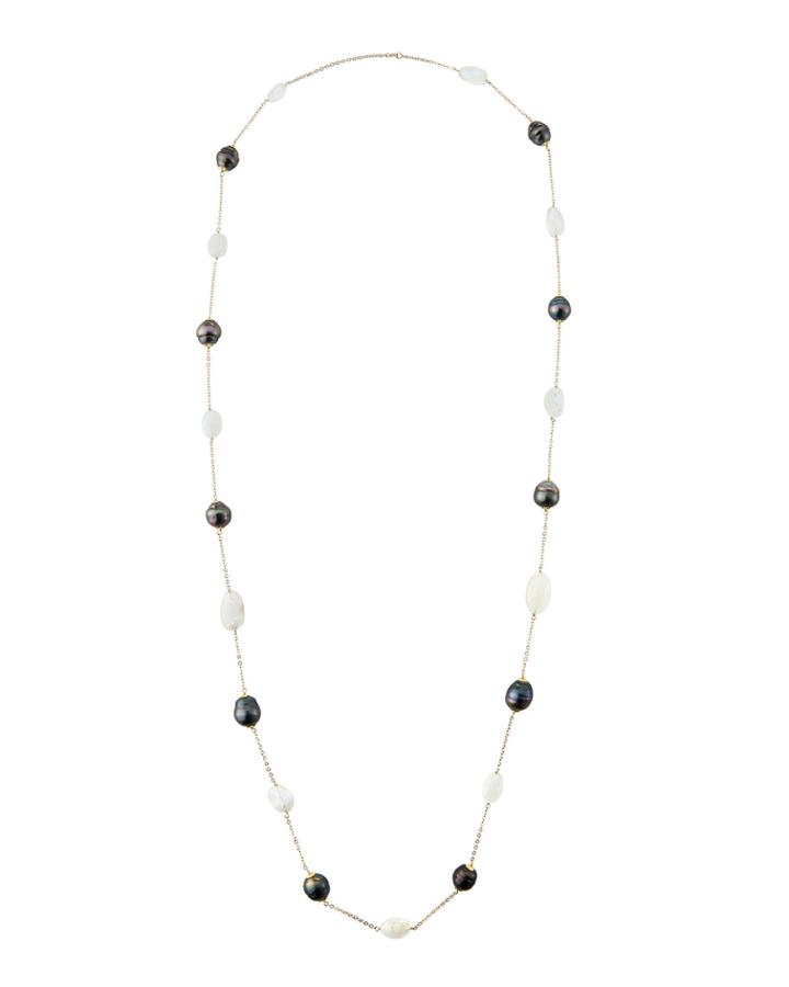 14k Moonstone & Pearl Chain Necklace