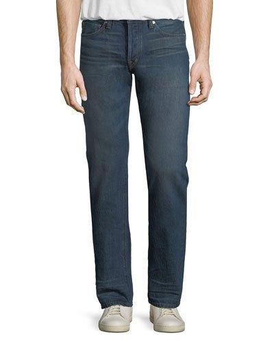Straight-leg Denim Jeans, Aged Indigo