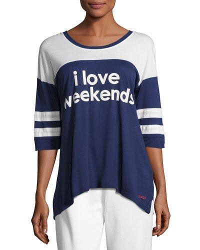 Tomboy Weekends Jersey Tee, Blue/white