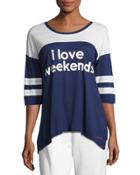 Tomboy Weekends Jersey Tee, Blue/white