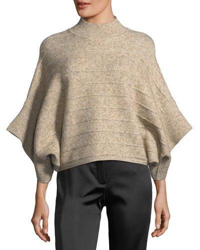 Mock-neck Batwing-sleeve