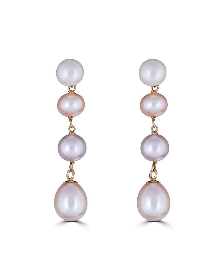 14k Linear Multi-pearl Earrings