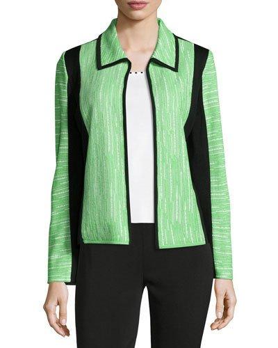 Colorblock Knit Jacket, Black/green