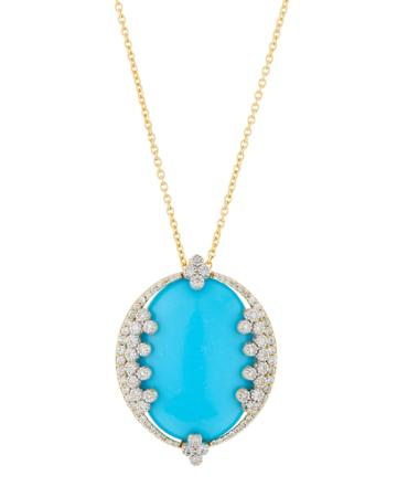 18k Provence Turquoise Oval Pendant Necklace