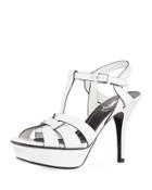 Tribute Leather Platform Sandal, White/black