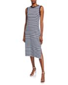 Striped Midi Logo-neck Dress