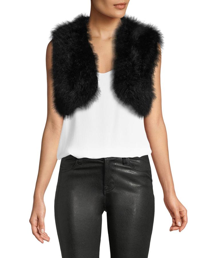 Marabou-feather Cropped Vest