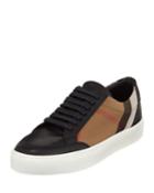 Salmond Check & Leather Low-top Sneakers, House Check/black