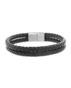 Braided Leather Bracelet, Black