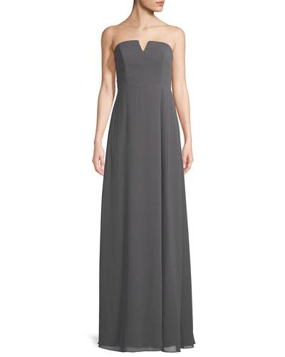 Gina Strapless Georgette Gown