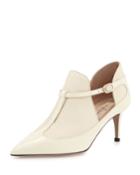 Valentino Patent Cutout T-bar Low-heel Pump, Light Ivory, Women's,