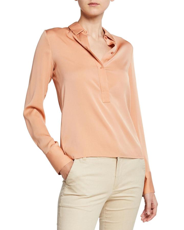 Slim-fit Silk Button-front Popover