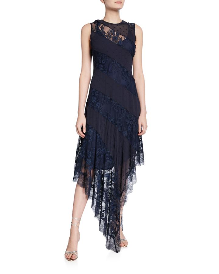Hold On Lace Embroidered Asymmetric Dress