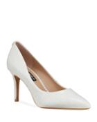 Royale Croc-embossed Patent Pumps