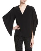 Stretch-crepe Cocoon-sleeve Top