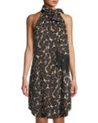 Iman Animal-print Tie-neck Georgette Dress