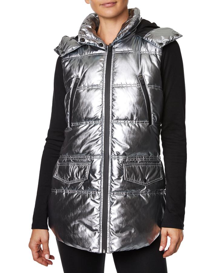 Longline Hooded Water-resistant Puffer Vest